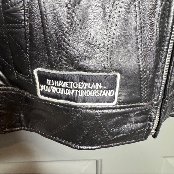 Diamond Plate Genuine Buffalo Leather Jacket Classic Motorcycle Women’s Small - Picture 14 of 15